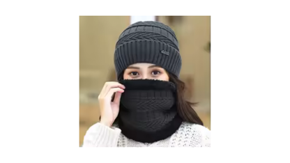 gorro e cachecol jeans - para um inverno quentinho