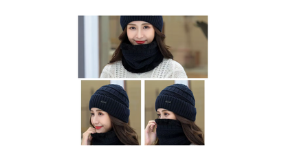 gorro e cachecol jeans - para um inverno quentinho