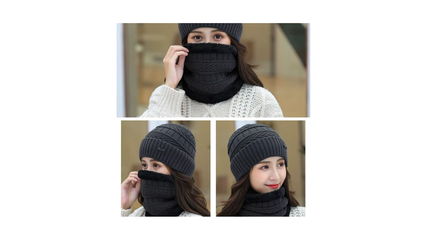 gorro e cachecol jeans - para um inverno quentinho